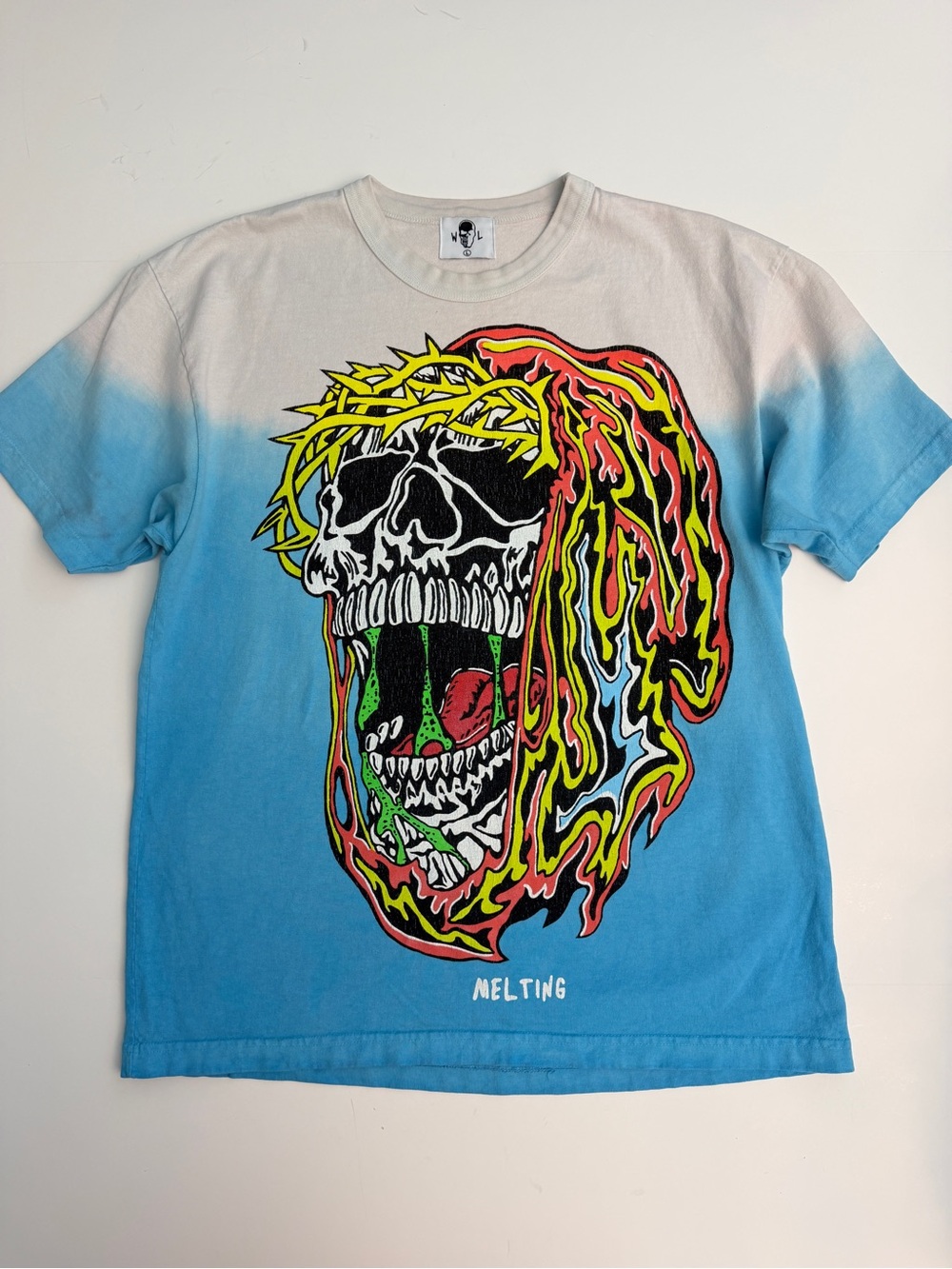 Warren Lotas "Melting" Graphic T-shirt in Blue, Size Large